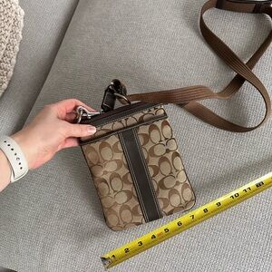 Coach Brown Signature Jacquard Crossbody swing pack